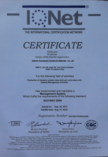 Innovacera's ISO14001-2004