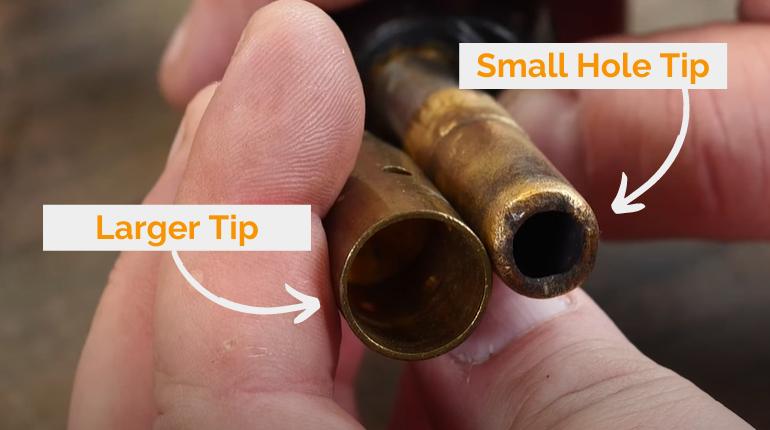 Small hole tip for concentrated area